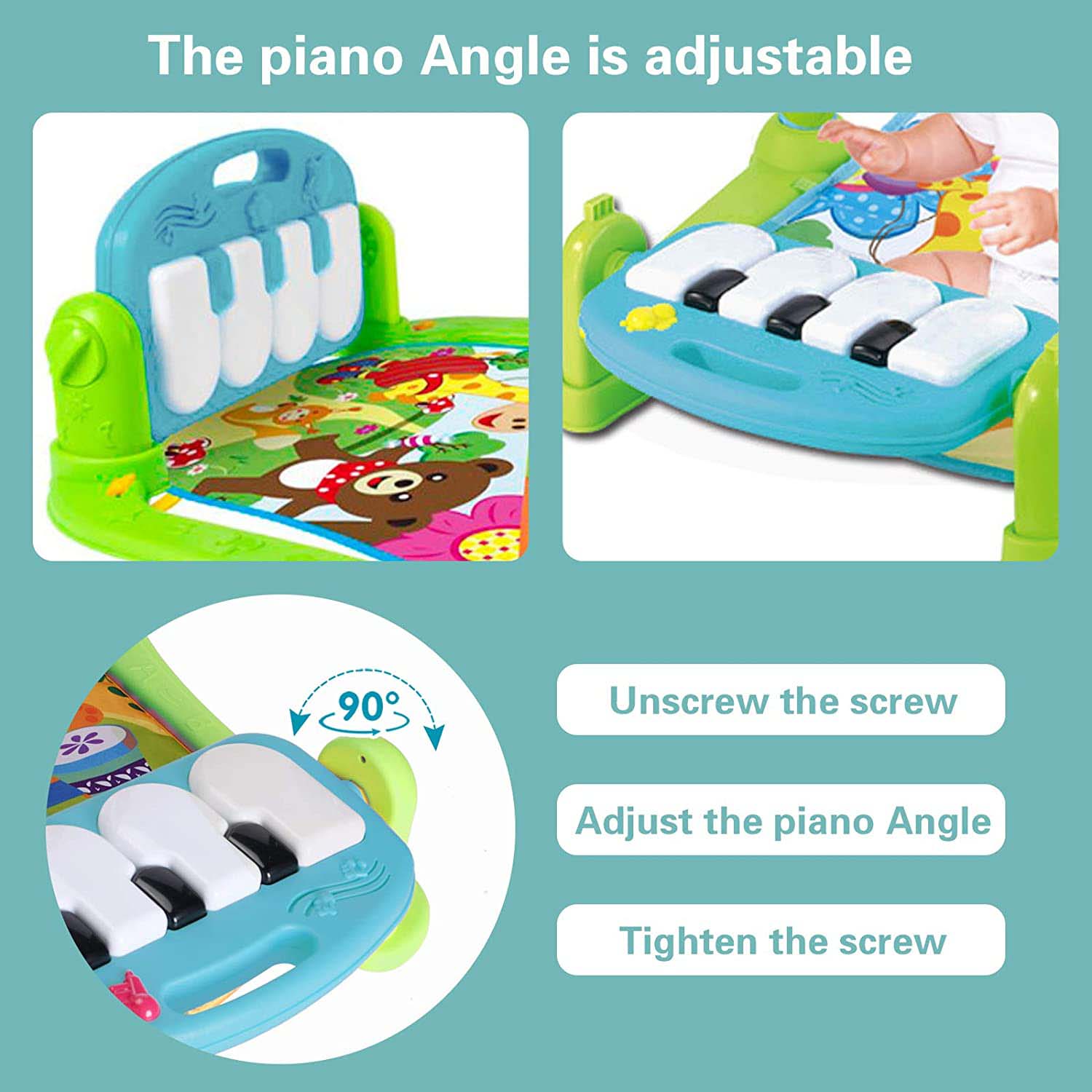 FocusBaby® Gym Activity Centre with Kick Play Piano Music Lights - Image 10