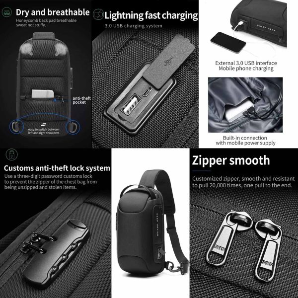FocusBags® Cross Body Sling Bag with Lock and USB Charging - Image 17