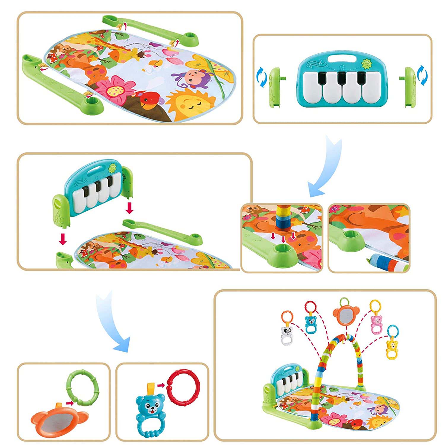 FocusBaby® Gym Activity Centre with Kick Play Piano Music Lights - Image 11