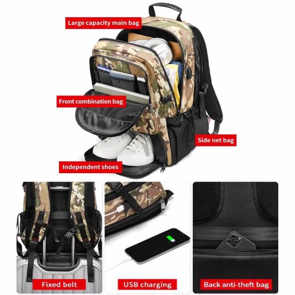 FocusBags® 80L Expandable Backpack Travel with USB Interface - Image 8