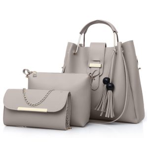 3 Piece Synthetic Leather Handbag Set