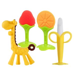 Set of 4 Baby Teething Toys for Soothing Relief