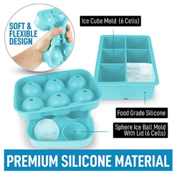 MyKitchen® Large Ice Cube Tray 6 Round 6 Square - Image 12