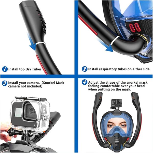 Professional Adult Full Face Snorkel Mask - Dual Breathing Tubes - Image 7