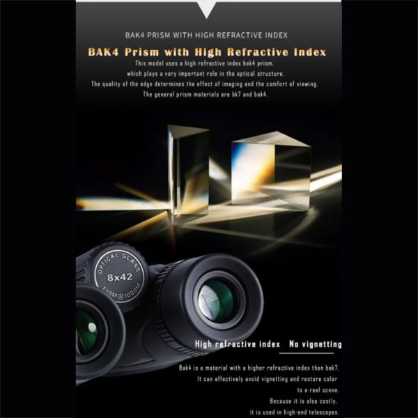 HD Portable Binoculars 10X42 with Bak 4 FMC Green Film - Image 9