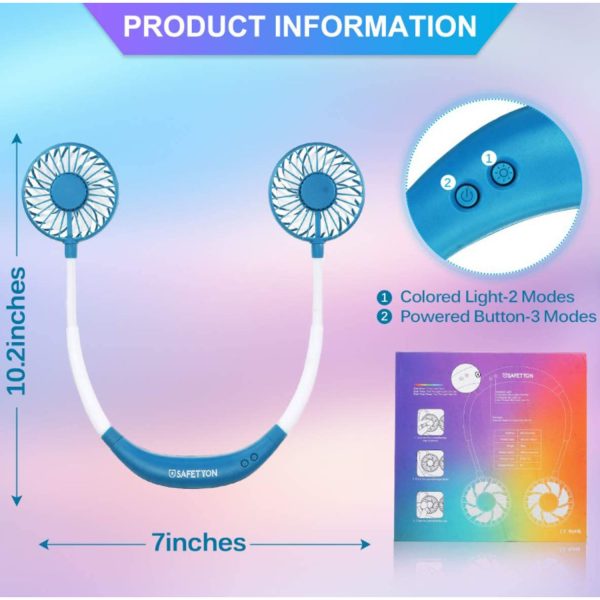 FocusFit® Portable Rechargeable Fan Hands-Free Neck 2000mAh - Image 9