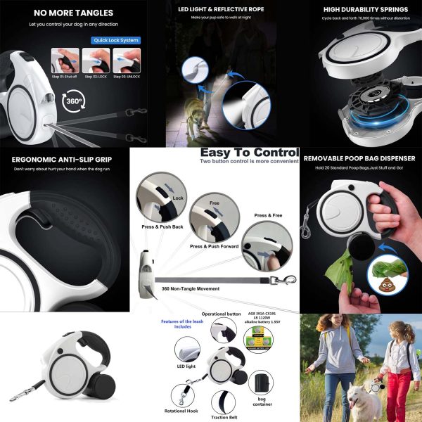 FocusPet® Reflective Retractable Leash Dogs LED Ergonomic - Image 7