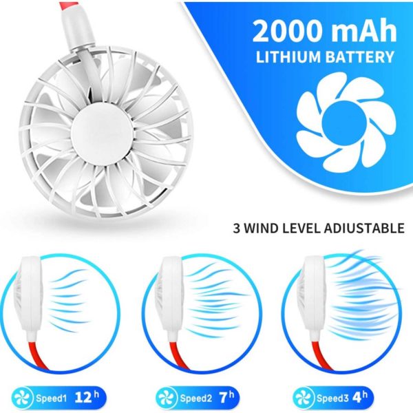 FocusFit® Portable Rechargeable Fan Hands-Free Neck 2000mAh - Image 14