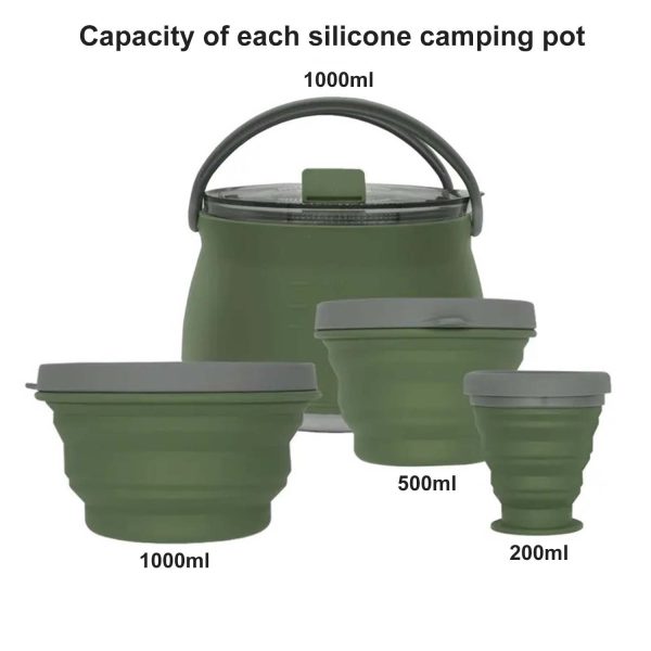 FocusOutdoor® Camping Cookware Set Collapsible Silicone 4-Piece - Image 11