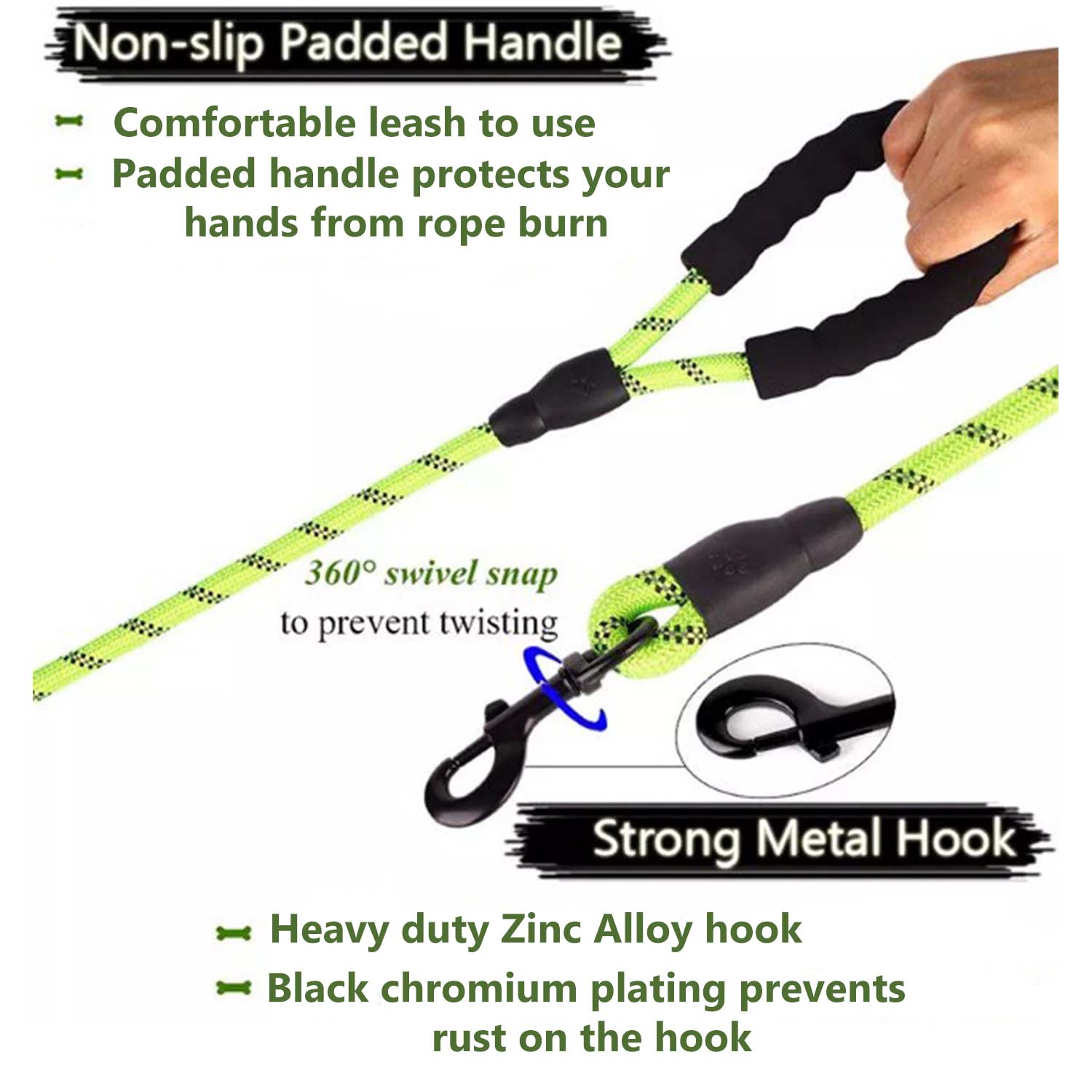 FocusPet® Reflective Dog Leash Nylon Braided Traction Rope - Image 9