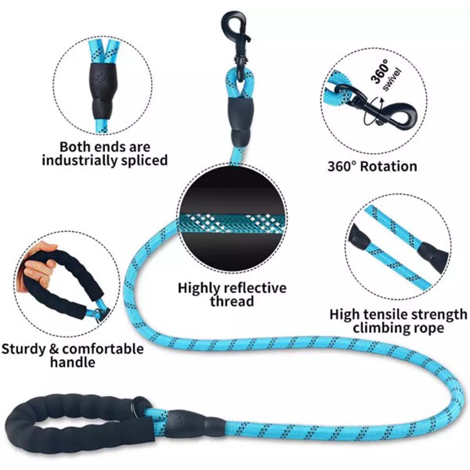 FocusPet® Reflective Dog Leash Nylon Braided Traction Rope - Image 10