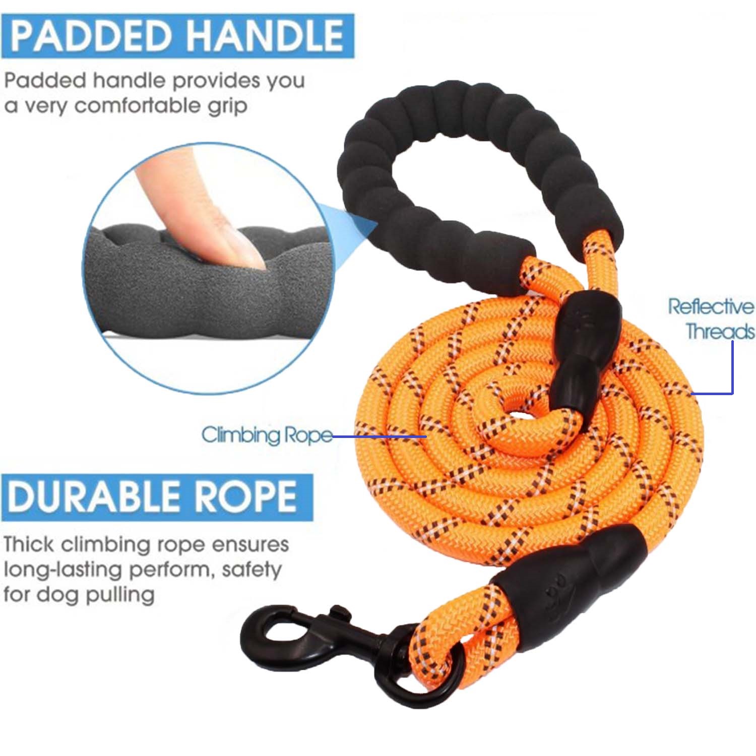 FocusPet® Reflective Dog Leash Nylon Braided Traction Rope - Image 11