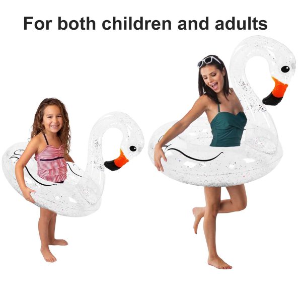 FocusOutdoor® Transparent Swim Ring Inflatable Glitter Flamingo - Image 4