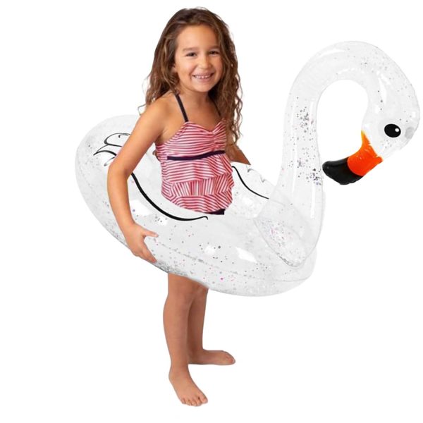 FocusOutdoor® Transparent Swim Ring Inflatable Glitter Flamingo - Image 3