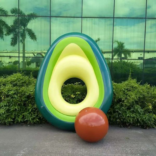 FocusOutdoor® XLarge Inflatable Swim Ring Avocado Bonus Ball - Image 4