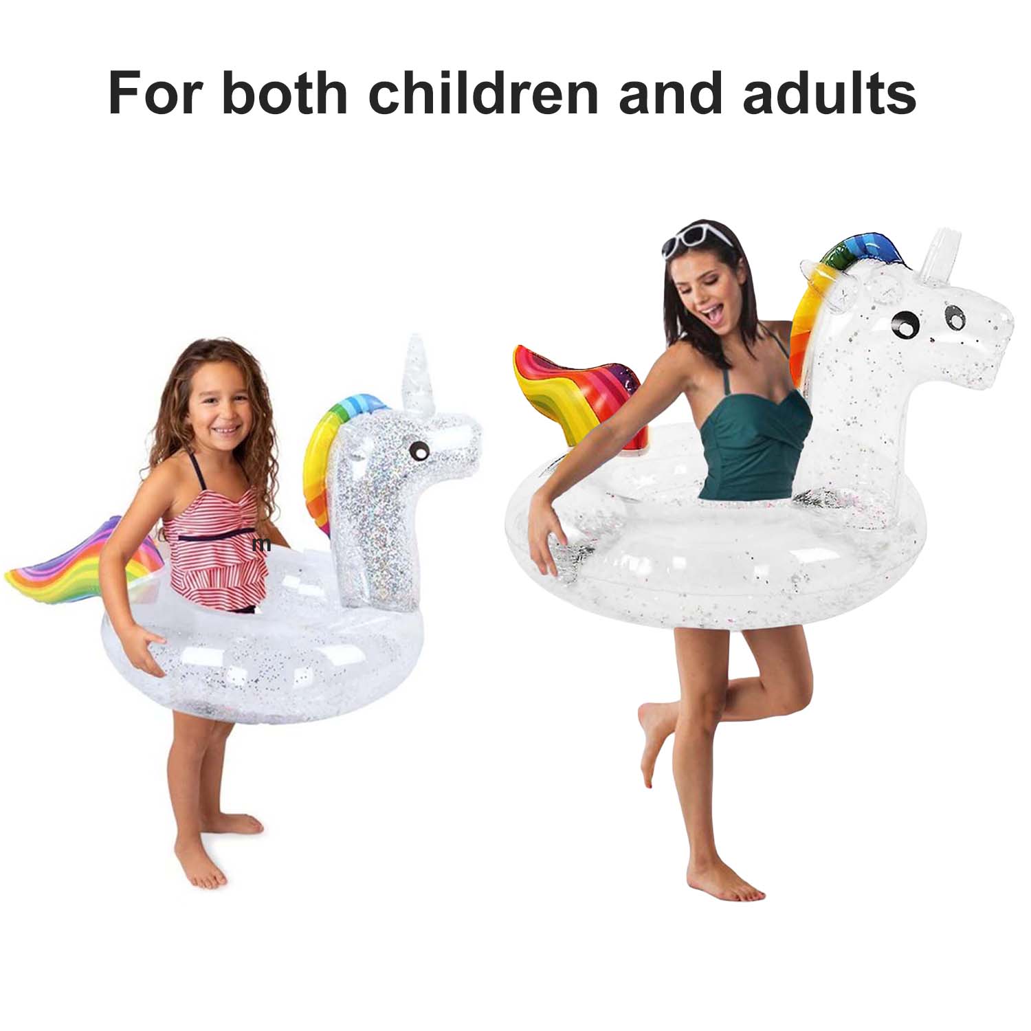 FocusOutdoor® Glitter Unicorn Floatie Inflatable Swim Ring Pool Magical - Image 6