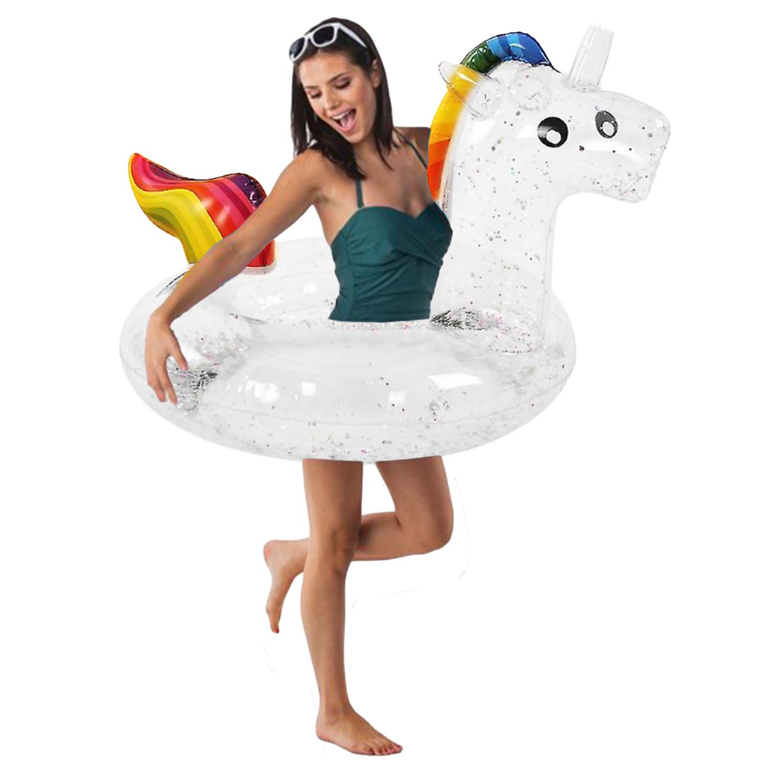FocusOutdoor® Glitter Unicorn Floatie Inflatable Swim Ring Pool Magical - Image 2