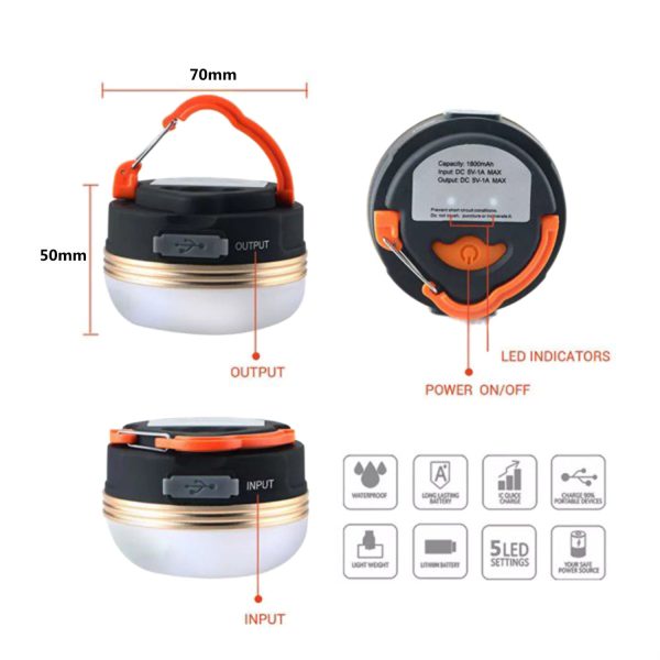 FocusOutdoor® Rechargeable Camping Light USB Compact Magnetic Base - Image 3