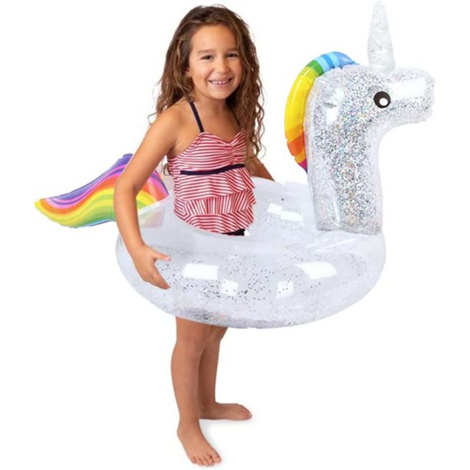 FocusOutdoor® Glitter Unicorn Floatie Inflatable Swim Ring Pool Magical - Image 3