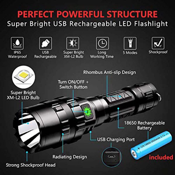 FocusOutdoor® Long-Range LED Flashlight Rechargeable Shockproof - Image 7
