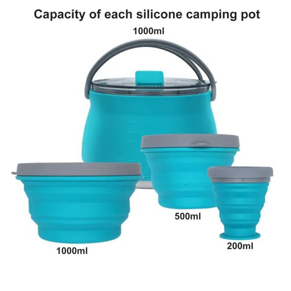 FocusOutdoor® Camping Cookware Set Collapsible Silicone 4-Piece - Image 14