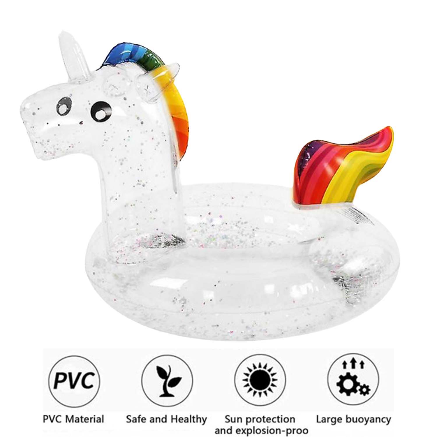FocusOutdoor® Glitter Unicorn Floatie Inflatable Swim Ring Pool Magical - Image 5