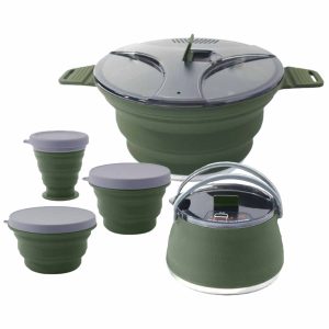 Foldable Collapsible Silicone Camping Cookware Set