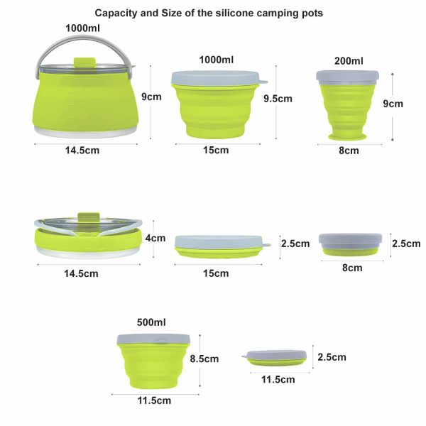 FocusOutdoor® Camping Cookware Set Collapsible Silicone 4-Piece - Image 7
