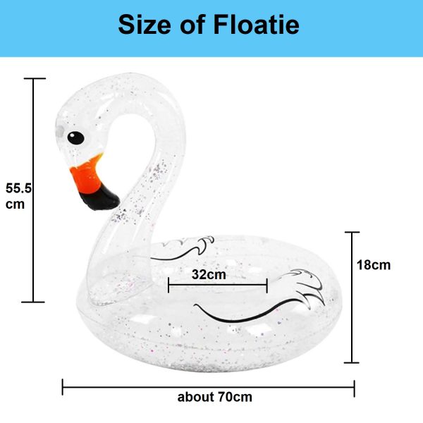 FocusOutdoor® Transparent Swim Ring Inflatable Glitter Flamingo - Image 5