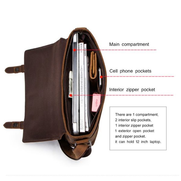 FocusBags® Premium Leather Laptop Bag - Image 7