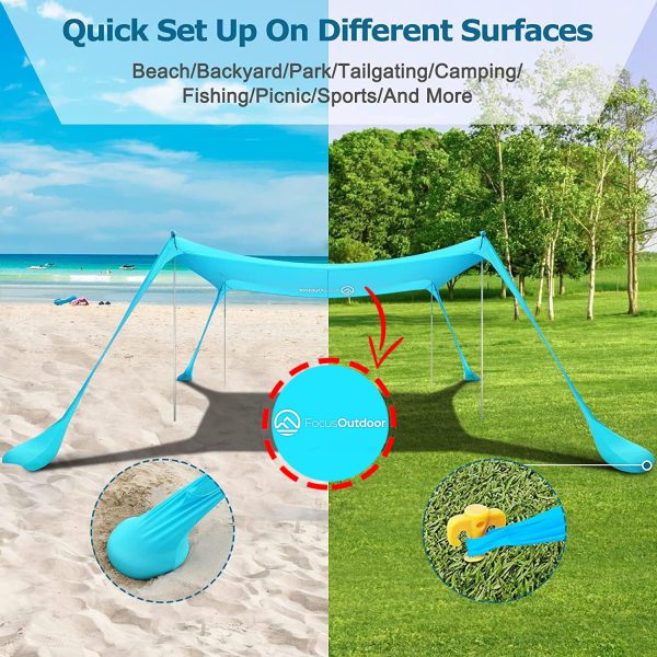 FocusOutdoor® Pop-Up 4 Pole Beach Tent - Image 8