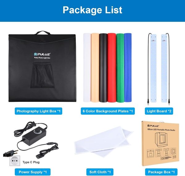 Puluz Portable Professional Photo Studio 60cm Soft Box Kit - Image 6