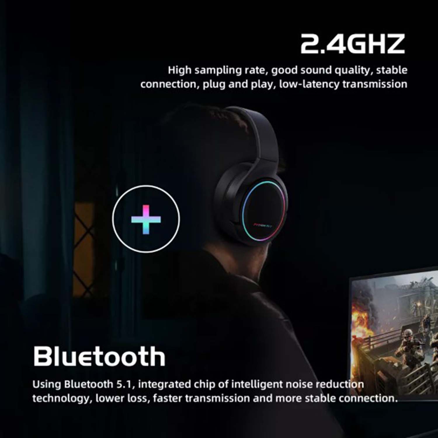 FocusFit® Pro Gaming Headset: Dual Connectivity Noise Cancelling - Image 5
