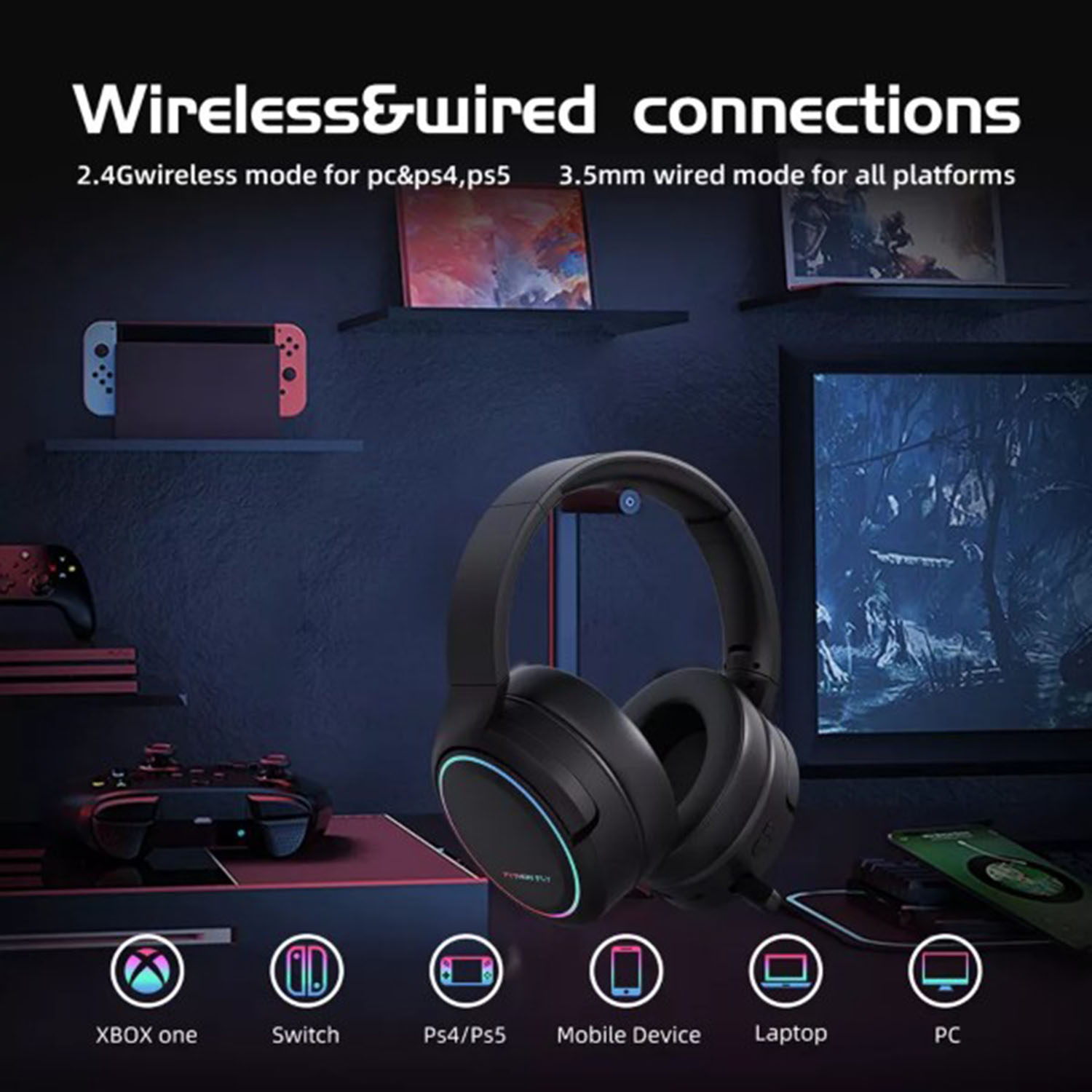 FocusFit® Pro Gaming Headset: Dual Connectivity Noise Cancelling - Image 7