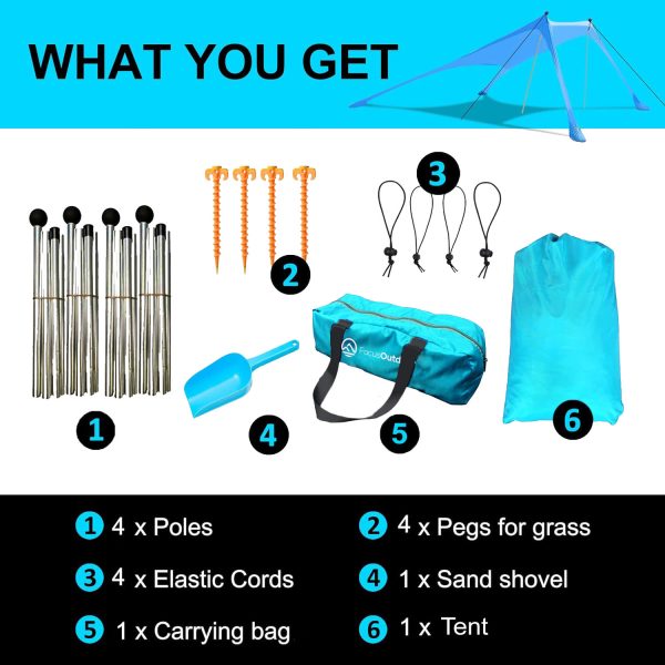 FocusOutdoor® Pop-Up 4 Pole Beach Tent - Image 6