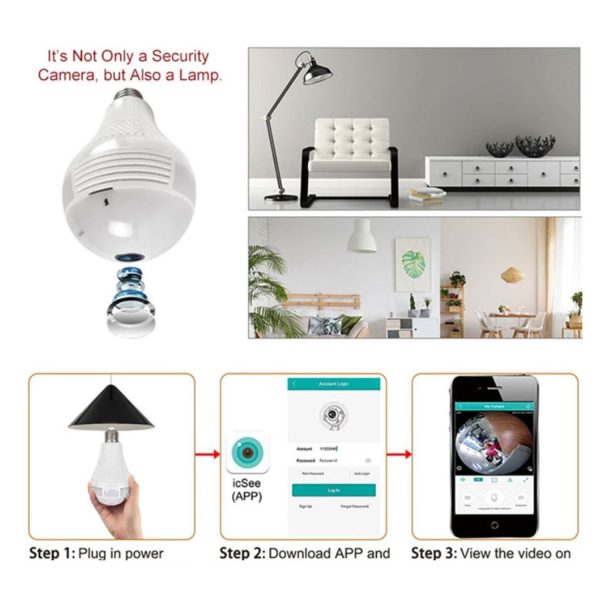 FocusLights® Light Bulb Security Camera: Wireless 360° - Image 4
