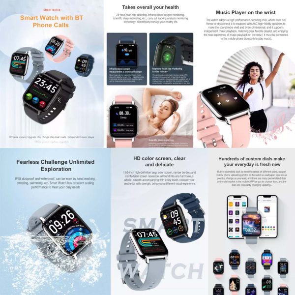 FocusFit® P66 Fitness Smartwatch: 1.85inch Screen - Image 2