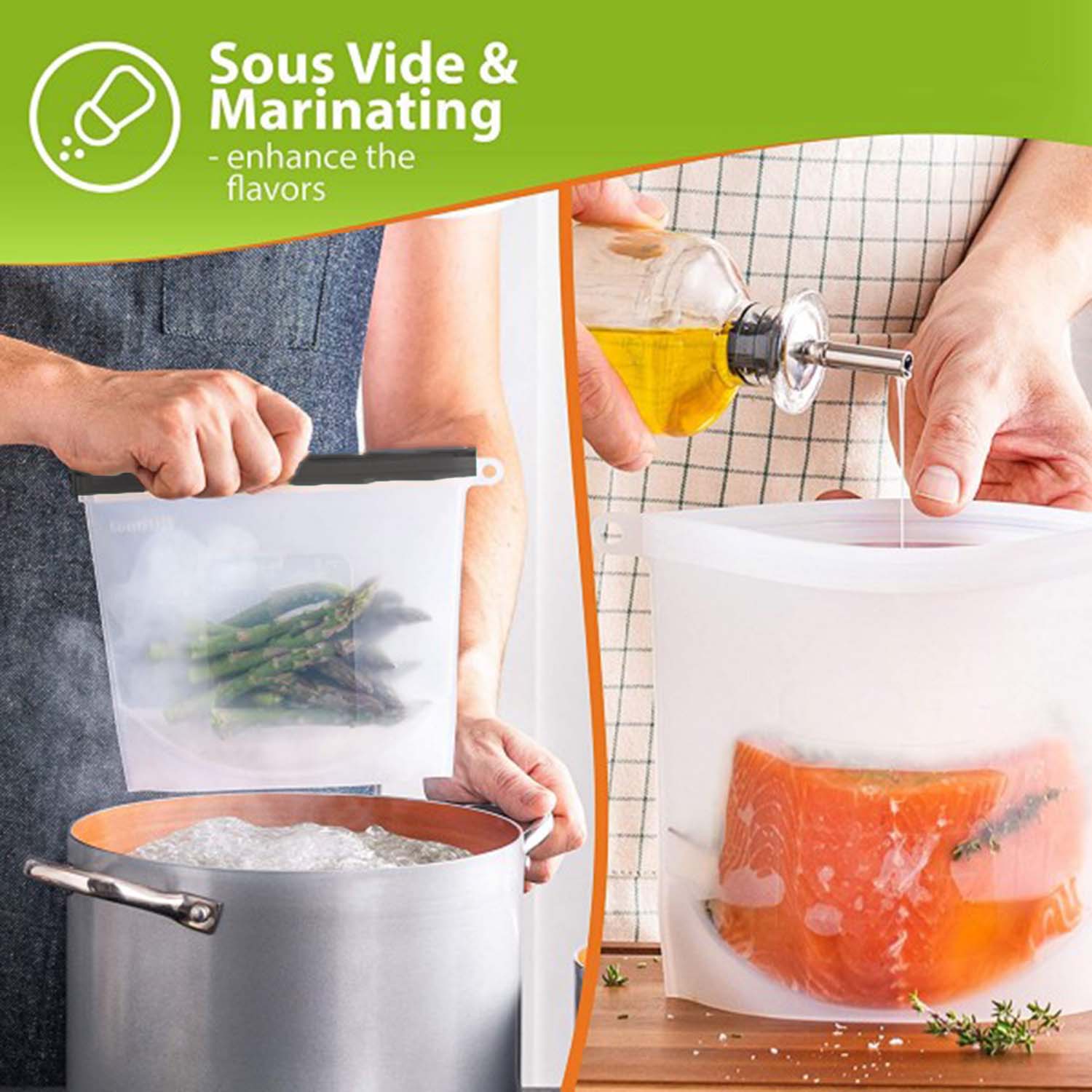MyKitchen® Silicone Food Storage Bags: Set of 2 - Image 4