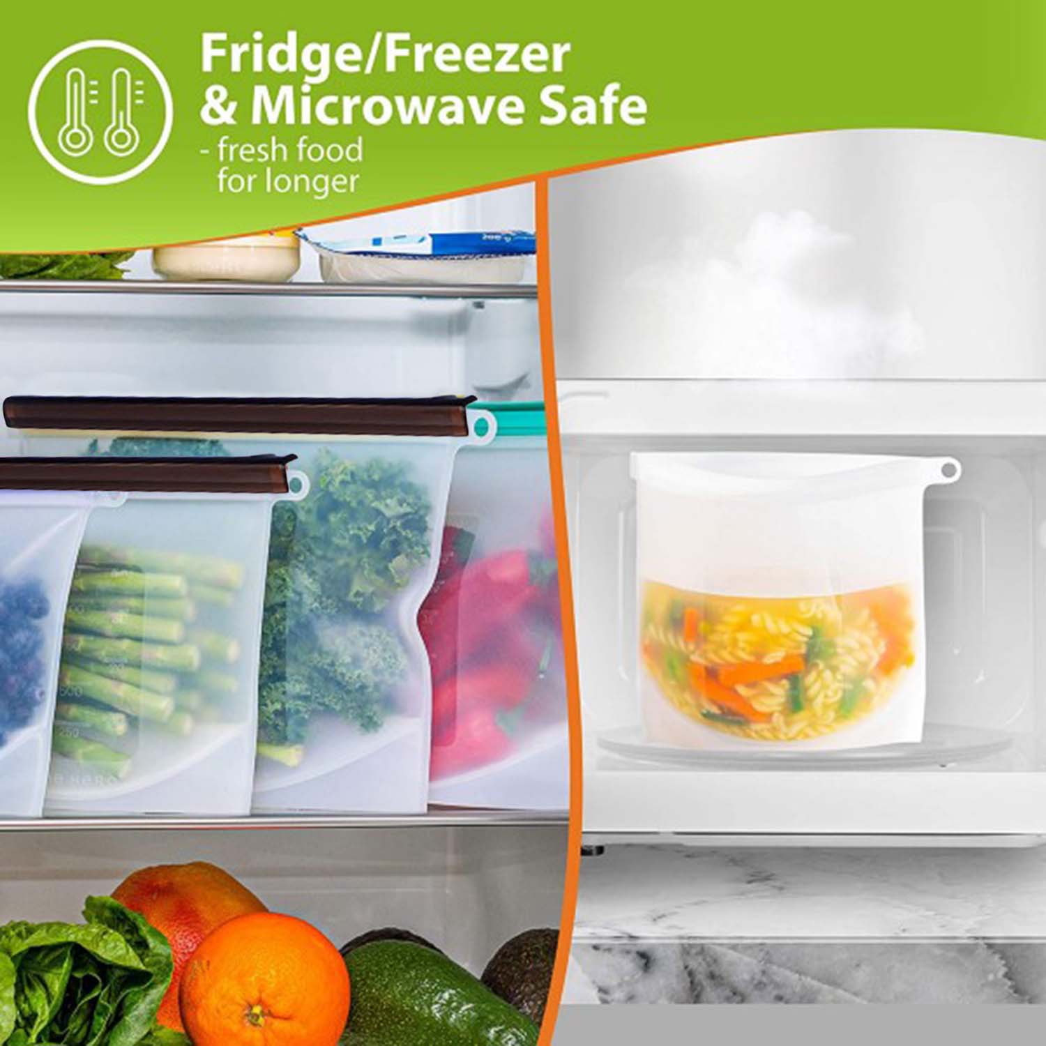 MyKitchen® Silicone Food Storage Bags: Set of 2 - Image 2