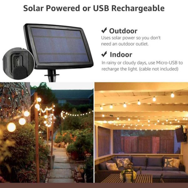 FocusLights® Bulb String Solar Lawn Lights: 25 Bulbs 8 Meters - Image 3