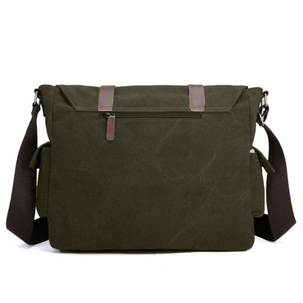 FocusBags® Vintage Canvas Messenger Bag: Leather Trim - Image 5