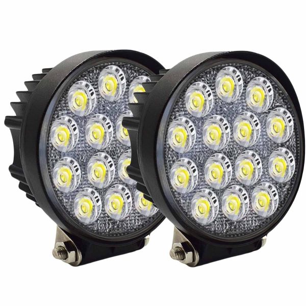 Round LED Car Spotlights: 42W 2000lm Set of 2