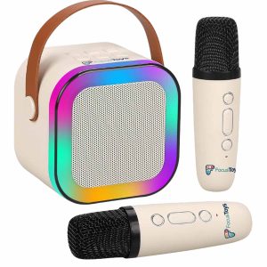 FocusToys Mini Bluetooth Karaoke Speaker & Dual Wireless Mics
