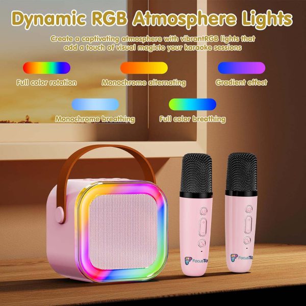 FocusToys® Mini Bluetooth Karaoke Set: Speaker & Wireless Mics - Image 7