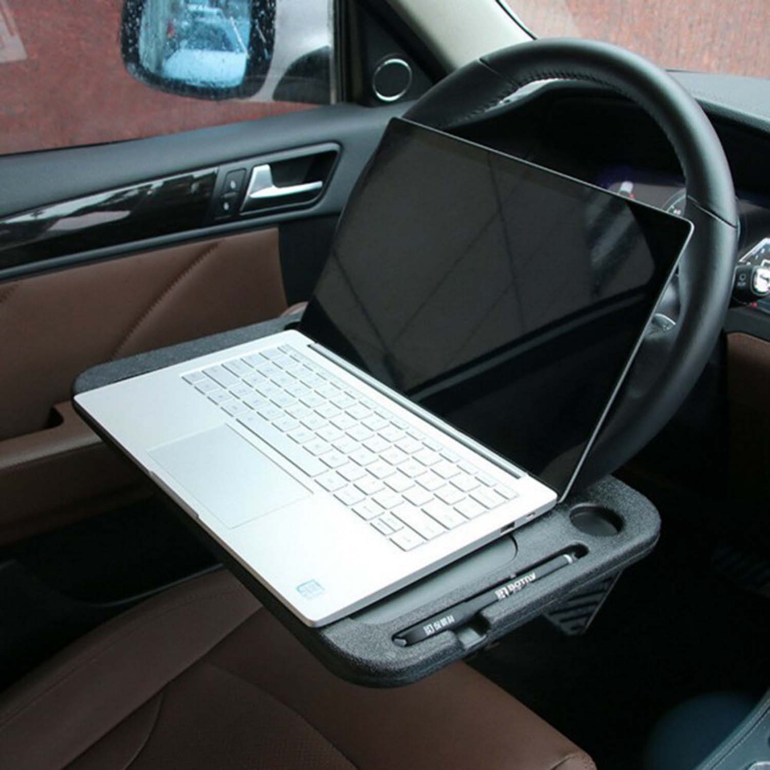 FocusStorage® Car Steering Wheel Tray: Laptop and Food Tray - Image 2