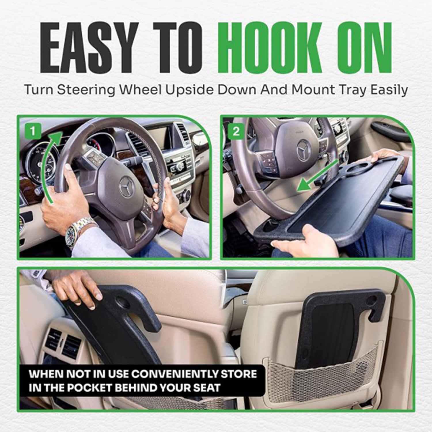 FocusStorage® Car Steering Wheel Tray: Laptop and Food Tray - Image 4