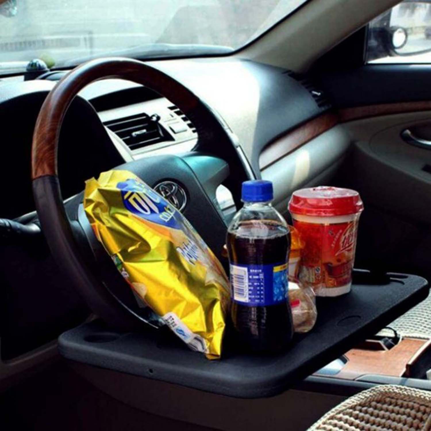 FocusStorage® Car Steering Wheel Tray: Laptop and Food Tray - Image 3