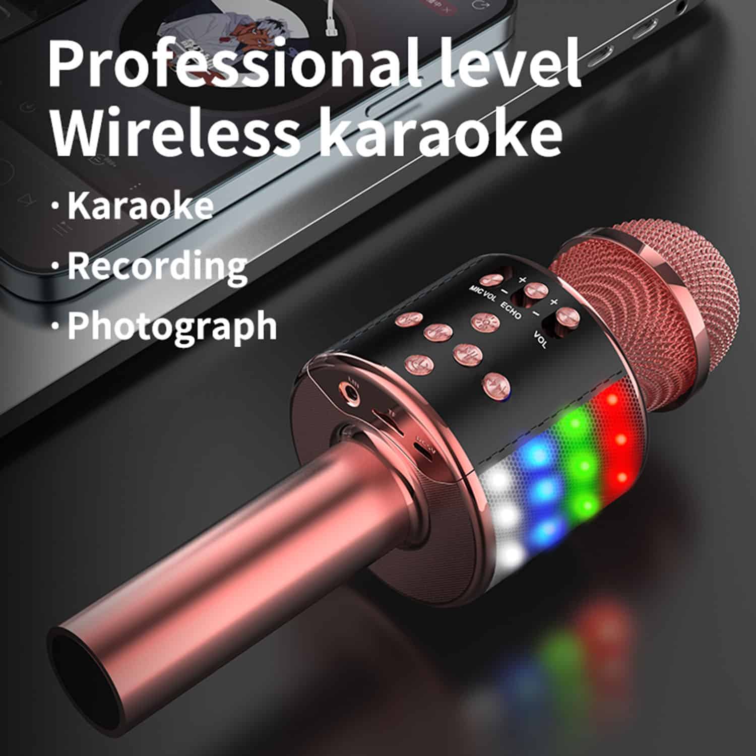FocusToys® Wireless Karaoke Mic with LED Lights - Image 7