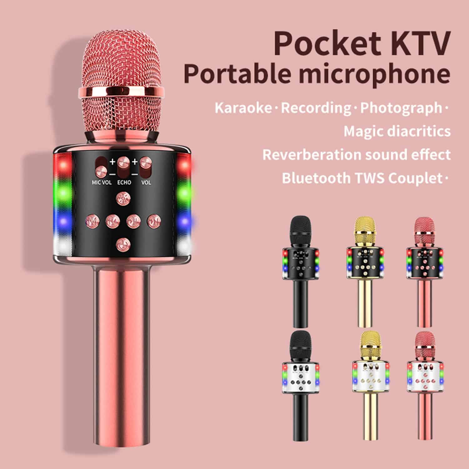 FocusToys® Wireless Karaoke Mic with LED Lights - Image 3