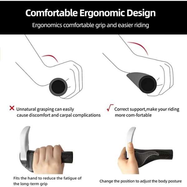 RockBros® Ergonomic Bike Grips: Lock-on Non-Slip Rubber - Image 3